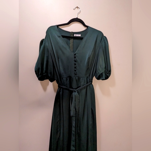 Custom Satin Green Dress - Picture 2 of 3